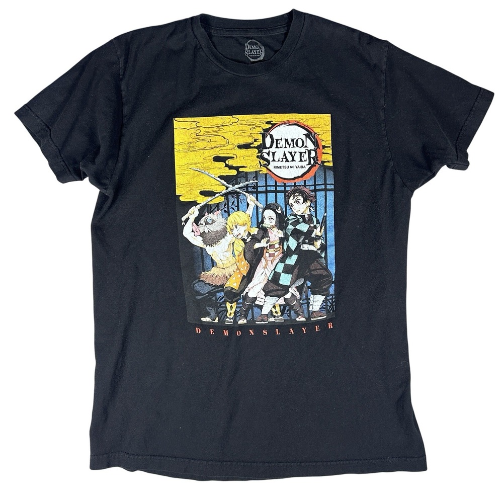 Demon Slayer T Shirt Men's L Graphic Anime Official Kimetsu no Yaiba Black Large